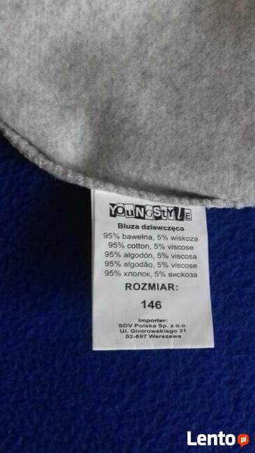 Bluza popielata, rozm. 146, nowa, do sprzedania