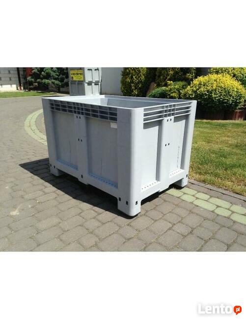 Skrzyniopaleta ażurowa - zielona 3 płozy 4 stopy