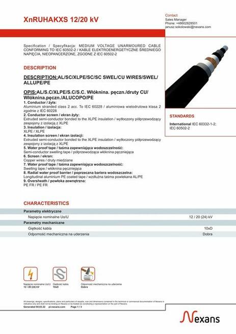 Kabel XRUHAKXS 1x240/25mm2