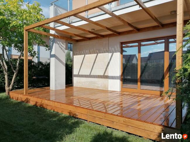 Tarasy z drewna, tarasy drewniane, pergole, drewutnie