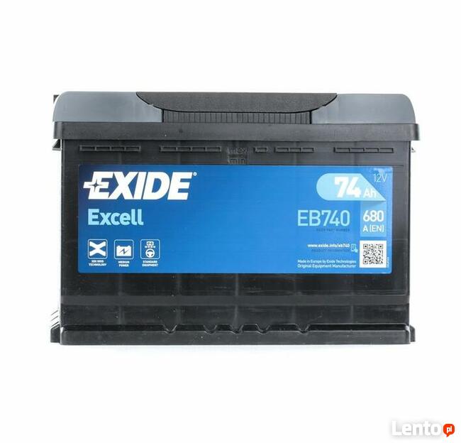 Akumulator Exide Excell 74Ah 680A PRAWY PLUS