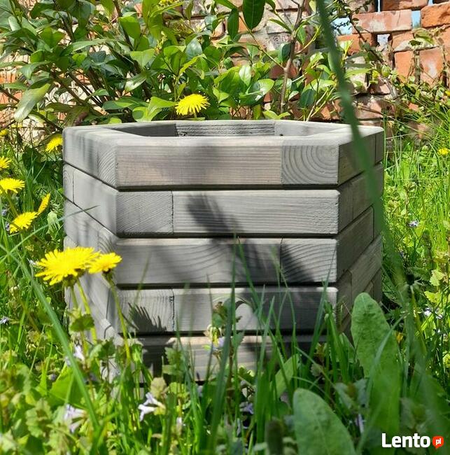 Donica drewniana sosnowa SZEŚCIOKĄTNA