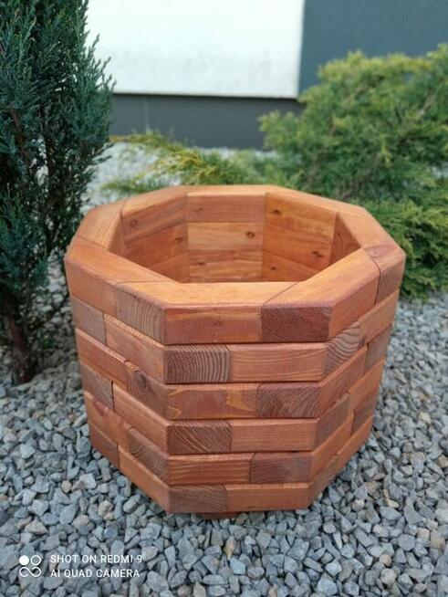 Donica drewniana sosnowa OŚMIOKĄTNA