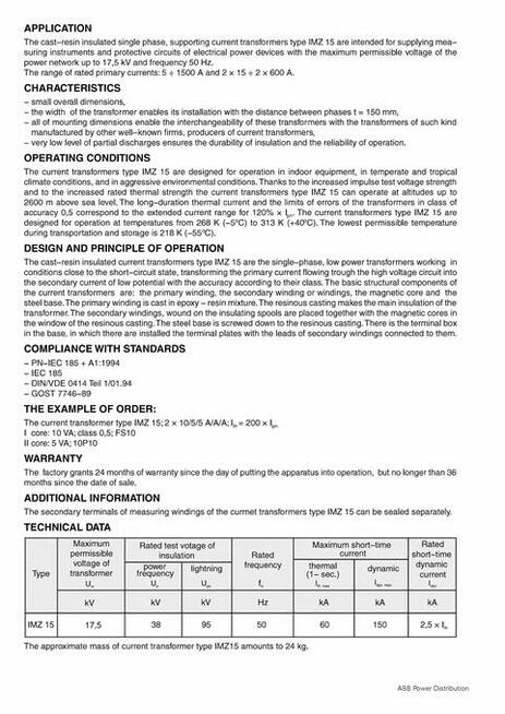 zwar przekładnik prądowy IMZ 15 45Va 50/5 A