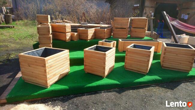 Donice drewniane z kantówki 50x50X30cm, na wymiar