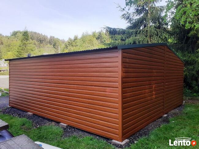 Garaż podwójny 6x6 Blacha Drewnopodobna Złoty Dąb POZIOM