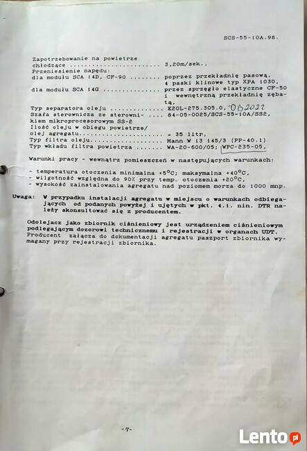 Kompresor SCS- 55 – 08A - 9,4 m3/min. - 8 Bar