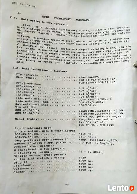 Kompresor SCS- 55 – 08A - 9,4 m3/min. - 8 Bar