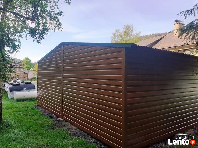 Garaż podwójny 6x6 Blacha Drewnopodobna Złoty Dąb POZIOM