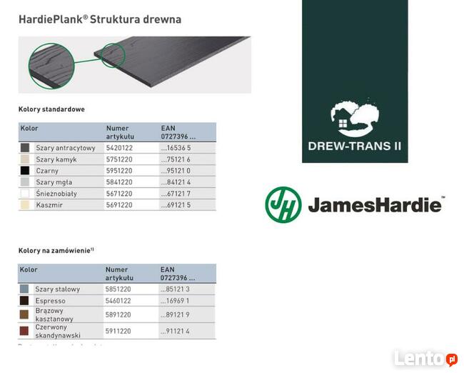 Deska elewacyjna włóknocementowa HardiePlank Kolor - szara