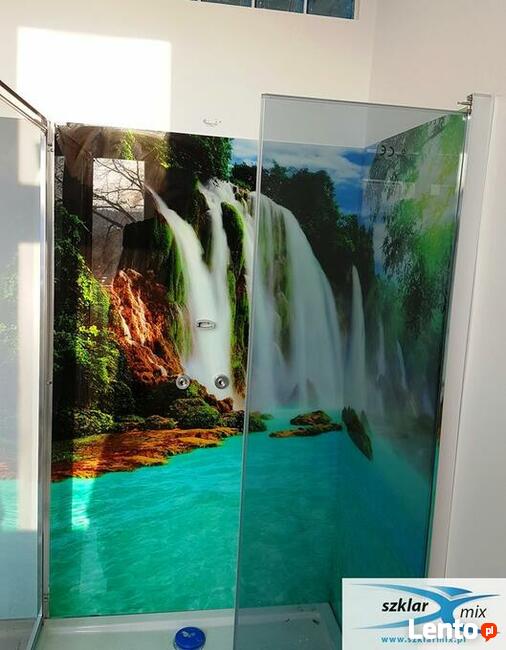 Szklarz Panele szklane z grafiką , szkło do łazienki, lacobel