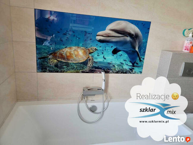 Szklarz Panele szklane z grafiką , szkło do łazienki, lacobel