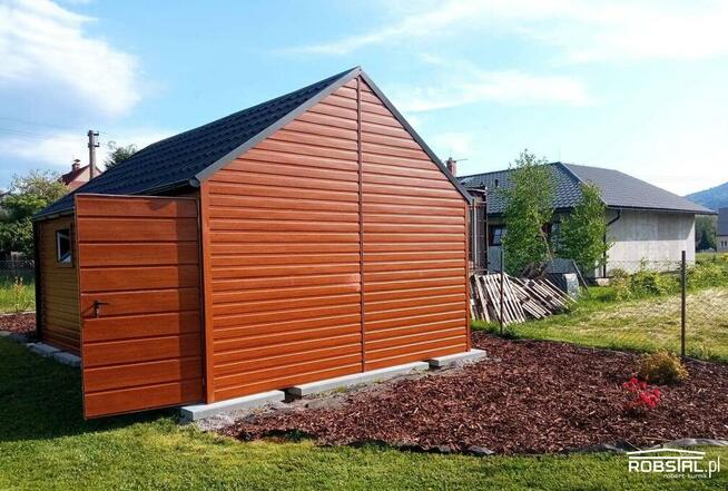 Garaż 4x6 Blachodachówka-Blacha Drewnopodobna POZIOM-profil