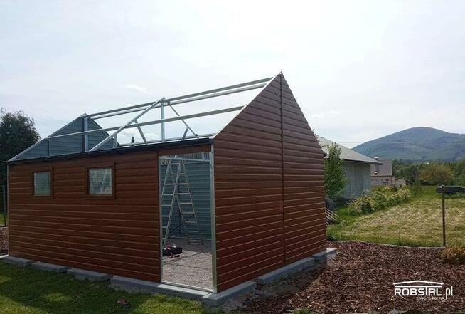 Garaż 4x6 Blachodachówka-Blacha Drewnopodobna POZIOM-profil