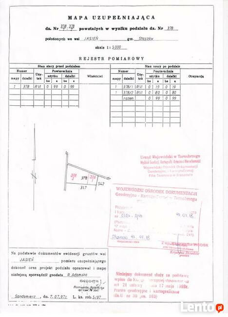 Działka rekreacyjna - Jasień (gm. Staszów) 1900 m2