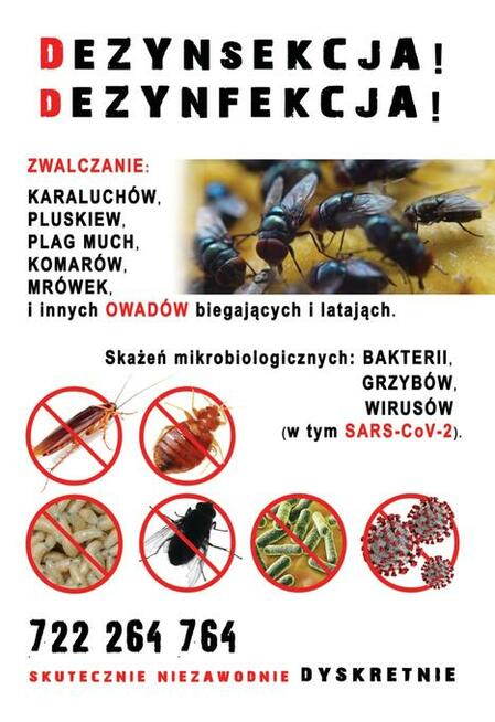 Dezynsekcja- Muchy, Pluskwy, Komary, Osy,