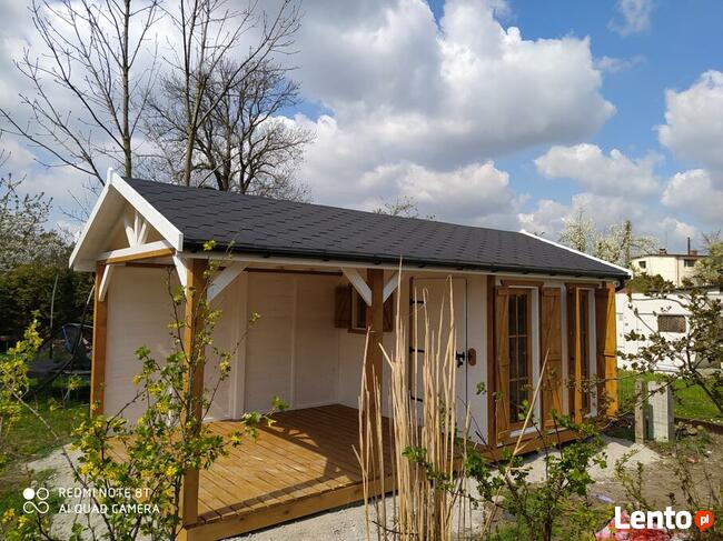 Drewniana domki + altana 2w1 - konstrukcja ogrodowa
