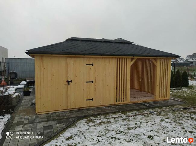 Drewniana domki + altana 2w1 - konstrukcja ogrodowa