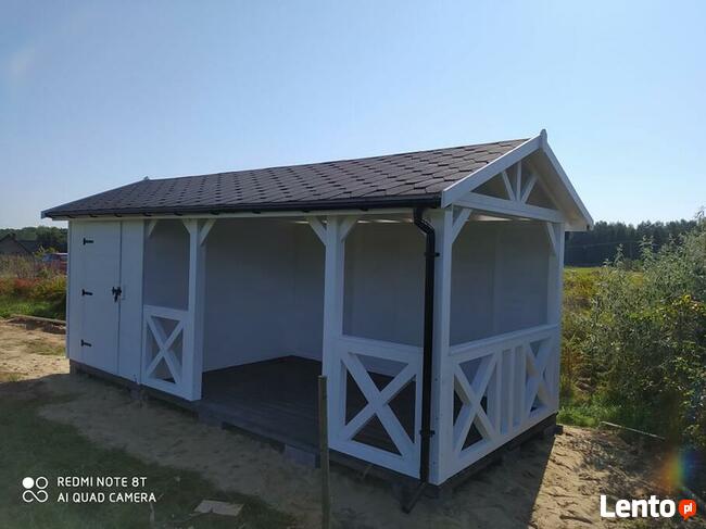 Drewniana domki + altana 2w1 - konstrukcja ogrodowa