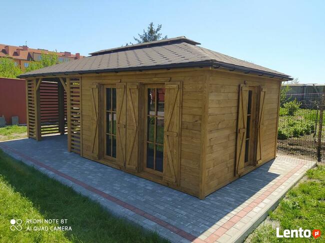 Drewniana domki + altana 2w1 - konstrukcja ogrodowa