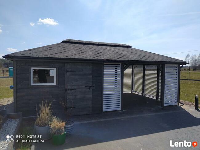 Drewniana domki + altana 2w1 - konstrukcja ogrodowa