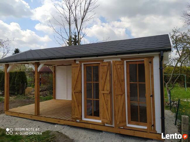 Drewniana domki + altana 2w1 - konstrukcja ogrodowa