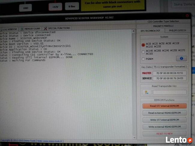 Moduł immo AC23I do skutera Piaggio z transponderami. Mielec