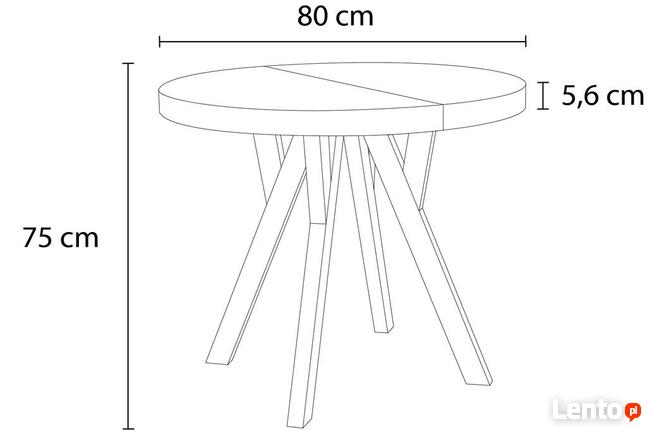 Stół okrągły rozkład. L-3 śr. 80cm + 2 duże wkładki szer. 50