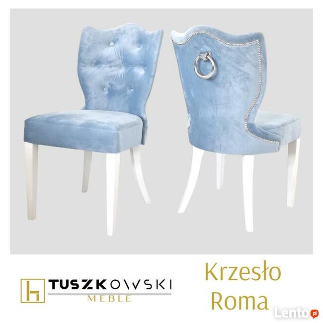 Krzesła Roma z błękitną tapicerką Krzesło tapicerowane salon