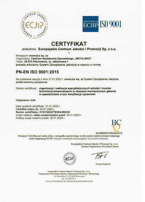 Szkolenie spawaczy i operatorów CNC