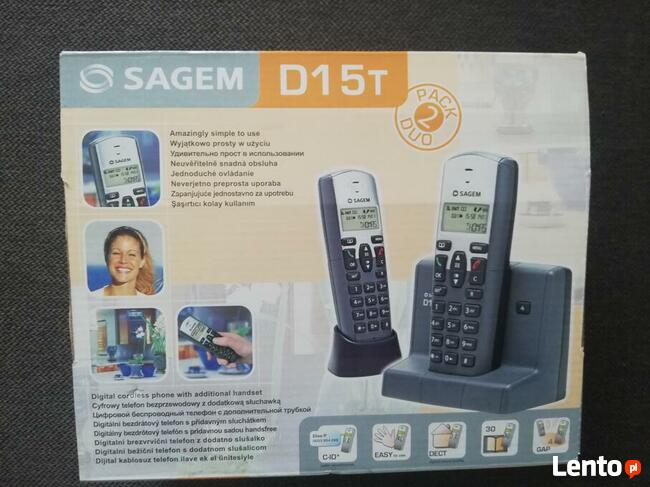 Telefon stacjonarny bezprzewodowy SAGEM D15T, dwie słuchawki