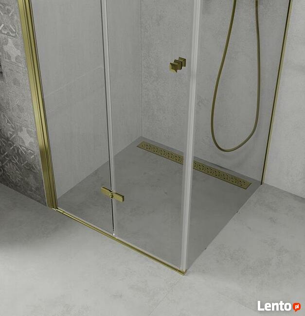 Kabina prysznicowa złota składana + ścianka stała Rozmiary
