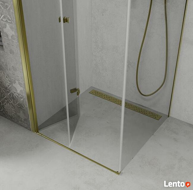 Kabina prysznicowa złota składana + ścianka stała Rozmiary