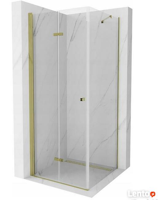 Kabina prysznicowa złota składana + ścianka stała Rozmiary