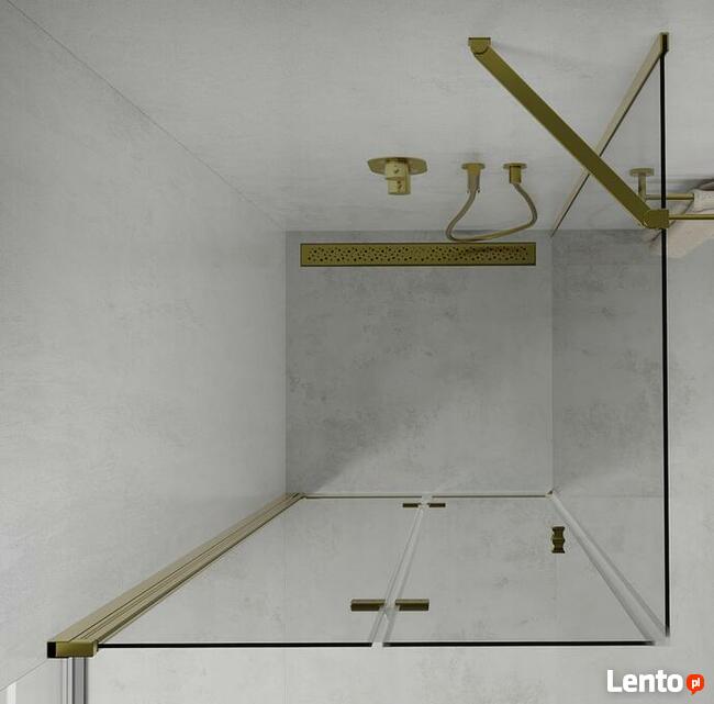 Kabina prysznicowa złota składana + ścianka stała Rozmiary