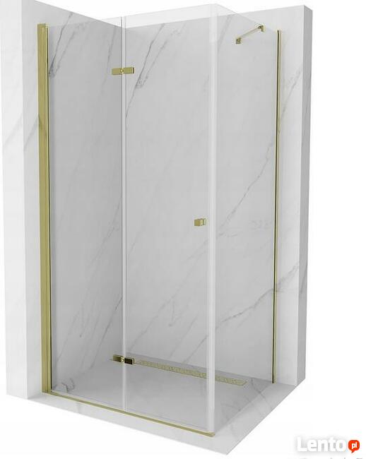 Kabina prysznicowa złota składana + ścianka stała Rozmiary