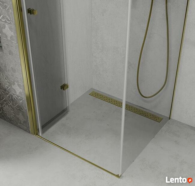 Kabina prysznicowa złota składana + ścianka stała Rozmiary