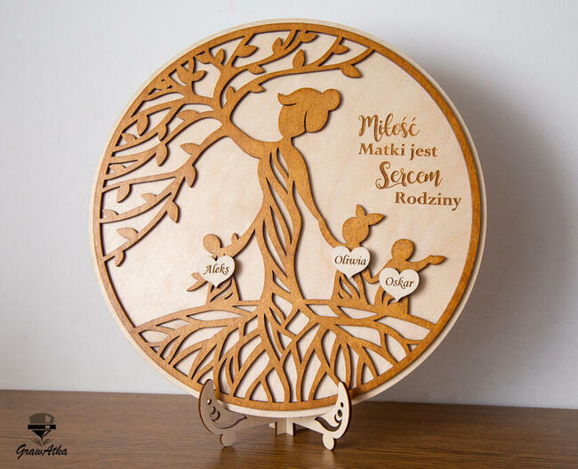Drzewo GENEALOGICZNE MaMy NA DZIEŃ MATKI Serca Grawer