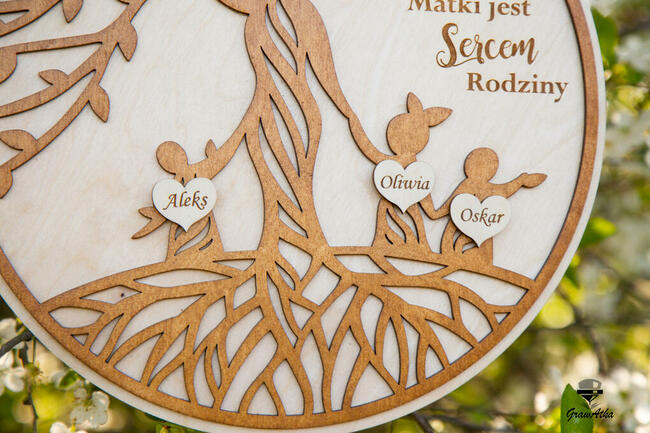 Drzewo GENEALOGICZNE MaMy NA DZIEŃ MATKI Serca Grawer