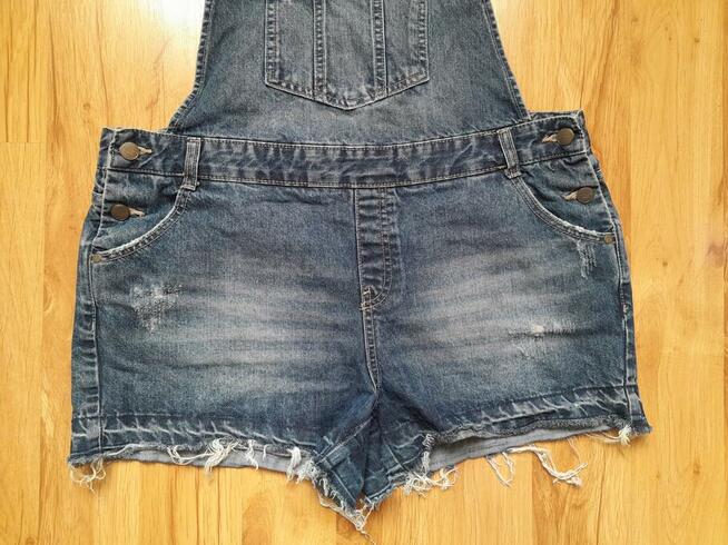 Spodnie ogrodniczki jeans damskie krótkie nogawki rozmiar 42