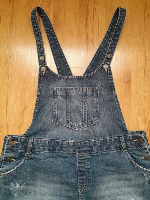 Spodnie ogrodniczki jeans damskie krótkie nogawki rozmiar 42