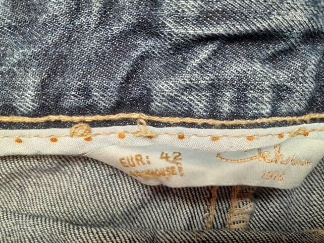 Spodnie ogrodniczki jeans damskie krótkie nogawki rozmiar 42