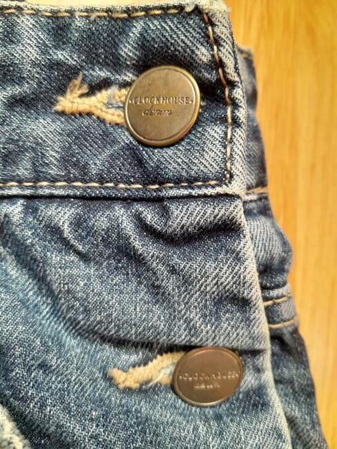 Spodnie ogrodniczki jeans damskie krótkie nogawki rozmiar 42