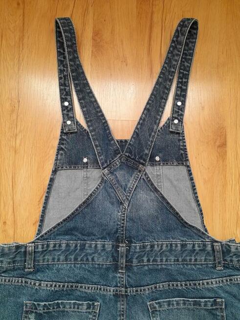 Spodnie ogrodniczki jeans damskie krótkie nogawki rozmiar 42