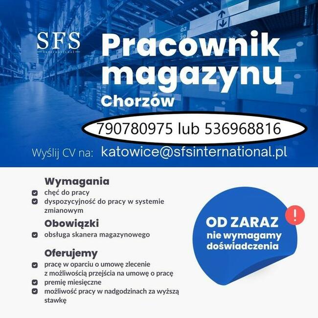 Magazynier - branża motoryzacyjna - Chorzów