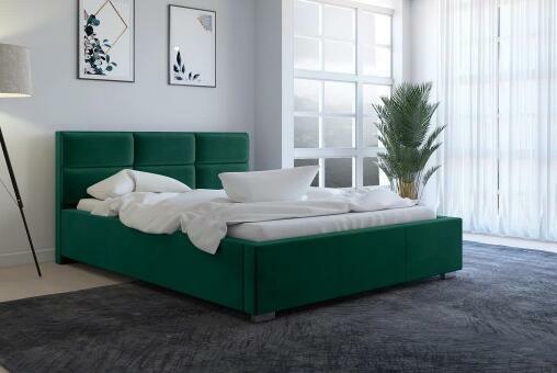 Łóżka sypialniane, tapicerowane z pojemnikiem