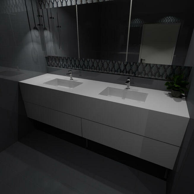 Szafka kompozytowa do łazienki z dwiema umywalkami