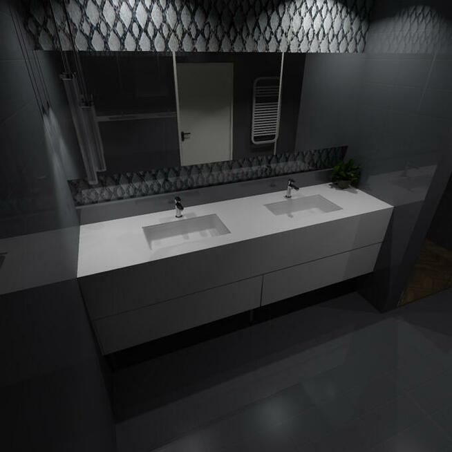 Szafka kompozytowa do łazienki z dwiema umywalkami