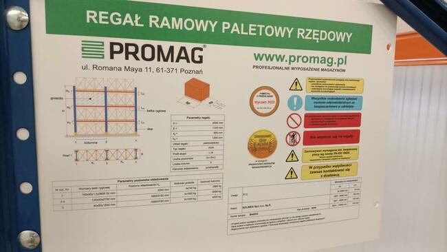 Regał ramowy paletowy rzędowy