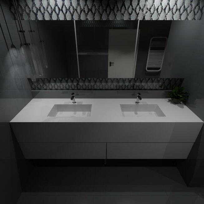 Szafka kompozytowa do łazienki z dwiema umywalkami